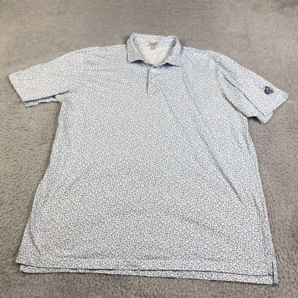 Peter Millar Polo Shirt Mens 2XL Blue Sunglasses Print Performance *Embroidery*